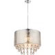 Globo 15188H3 Függeszték matt króm/textil antik- ezüst, akril dekor ø: 400, H:1500, exkl. 1xE27 60W 230V