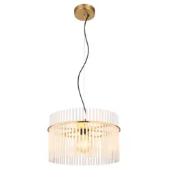   Globo 15698HM Függeszték fém matt arany színek, üvegrúd opál, átlátszó, kábel PVC fekete, ø: 400mm, M: 1500mm, 1x E27 60W 230V izzó nélkül