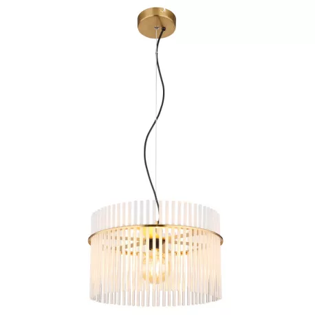 Globo 15698HM Függeszték fém matt arany színek, üvegrúd opál, átlátszó, kábel PVC fekete, ø: 400mm, M: 1500mm, 1x E27 60W 230V izzó nélkül