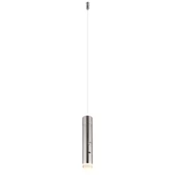   Globo 16060N Függesztett lámpa, fém matt nikkel, átlátszó akril, adapter nélkül, USB-C - USB-C, akkumulátor: CR18650 1800mAh 3,7V, fokozatmentes érintéses fényerőszabályzó: 10%, 50%, 100%, ø:38mm, M:1200mm, tartozék: LED 2W 230V, 200lm forrás, 60lm kimene
