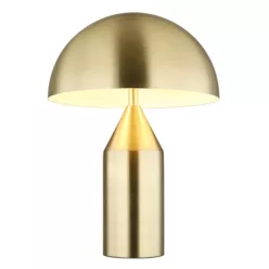   Globo 21030M Asztali lámpa, matt sárgaréz színű fém, matt fehér, fekete PVC kábel, billenőkapcsoló a kábelen, ø: 280mm, M: 390mm, kábelhossz 1500mm, 2x E27 40W 230V izzók nélkül