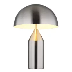   Globo 21030N Asztali lámpa, matt nikkel színű fém, matt fehér, fekete PVC kábel, billenőkapcsoló a kábelen, ø: 280mm, M: 390mm, kábelhossz 1500mm, 2x E27 40W 230V izzók nélkül