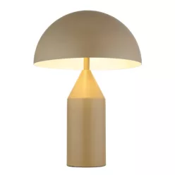   Globo 21030S Asztali lámpa, matt homokszínű fém, matt fehér, fekete PVC kábel, billenőkapcsoló a kábelen, ø: 280mm, M: 390mm, kábelhossz 1500mm, 2x E27 40W 230V izzók nélkül