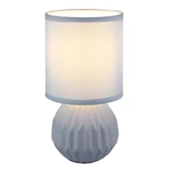   Globo 21730B Asztali lámpa, kerámia kék, textil kék, kábel PVC fehér, billenőkapcsoló a kábelen, ø: 120mm, M: 230mm, kábel hossza 1300mm, 1x E14 40W 230V izzó nélkül