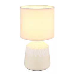   Globo 21733CU Asztali lámpa, kerámia bézs színű, textil bézs színű, kábel PVC fehér, billenőkapcsoló a kábelen, ø: 175mm, M: 315mm, kábel hossza 1300mm, 1x E14 40W 230V izzó nélkül