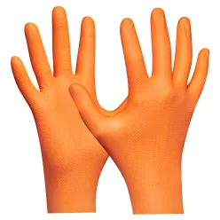   Egyszerhasználatos védőkesztyű "Narancsszín Nitril Ultra Grip" púder nélkül XXL