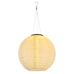   Globo 339700S Solar függőlámpa műanyag homokszínű matt, rozsdamentes acél, műanyag homokszínű, kábel PVC fehér, csúszókapcsoló, IP44, ø: 300mm, M: 550mm, tartozék: LED 0.5W 3V, 2700K