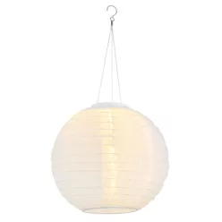   Globo 339700W Solar függőlámpa műanyag fehér, rozsdamentes acél, műanyag fehér, kábel PVC fehér, csúszókapcsoló, elemmel együtt AAA 300mAh 1.2V, IP44, ø: 300mm, M: 550mm, tartozék: LED 0.06W 3V, 2700K