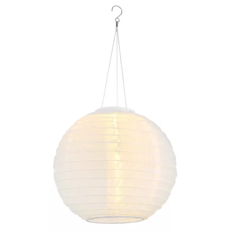 Globo 339700W Solar függőlámpa műanyag fehér, rozsdamentes acél, műanyag fehér, kábel PVC fehér, csúszókapcsoló, elemmel együtt AAA 300mAh 1.2V, IP44, ø: 300mm, M: 550mm, tartozék: LED 0.06W 3V, 2700K