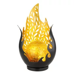   Globo 36534 Solar lámpa, könnyűfém fekete matt, fém arany üveg borostyán, nyomáskapcsoló, akkumlátorral: 2/3 AAA 300mAh 1,2V, IP44, HxSzxM: 165x125x265mm, tartozék: LED 0,06W 3,2V, 3000K