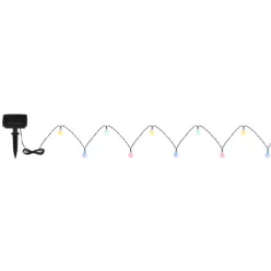   Globo 36803-20 Solar fényfüzér, matt fekete műanyag, tolókapcsoló, fokozatkapcsoló, AA 300mAh 1.2V elemmel, IP44, HxSz: 5800x18mm, LED-ek közötti távolság 200mm, tápkábel hossza 2000mm, tartozék: 20x színes LED 0.6W 1.2V