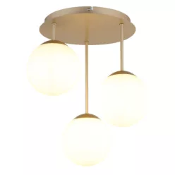   Globo 47441-3CH Mennyezeti lámpa, matt pezsgő színű fém, fehér üveggolyók, ø: 340mm, M: 400mm, 3x E14 LED 25W 230V izzók nélkül
