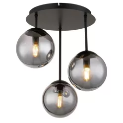   Globo 47441-3S Mennyezeti lámpa, fém matt fekete, füstszínű üveggolyók, ø: 340mm, M: 400mm, 3x E14 LED 25W 230V izzók nélkül