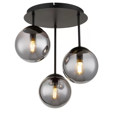 Globo 47441-3S Mennyezeti lámpa, fém matt fekete, füstszínű üveggolyók, ø: 340mm, M: 400mm, 3x E14 LED 25W 230V izzók nélkül