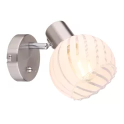   Globo 54025-1 Spotlámpa matt króm fém és fehér szatén üveg búrával. BxH:130x150, AL:156, exkl. 1xE27 40W 230V