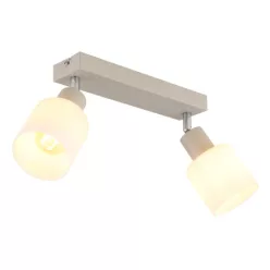   Globo 54114-2 Fali spot lámpa, fém matt homok színű, krómozott fém, fehér üveg, HxSzxM: 280x80x185mm, 2x E14 25W 230V izzók nélkül