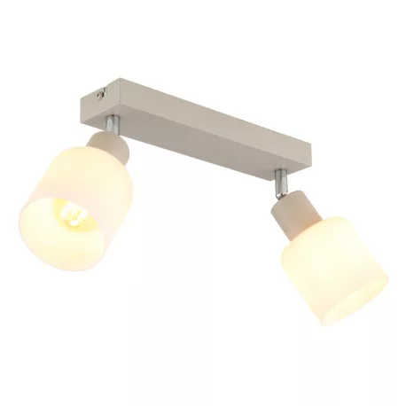 Globo 54114-2 Fali spot lámpa, fém matt homok színű, krómozott fém, fehér üveg, HxSzxM: 280x80x185mm, 2x E14 25W 230V izzók nélkül
