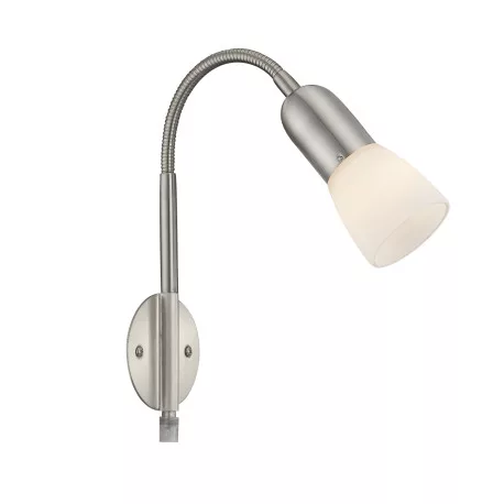 Globo 5453-1W Spot mattkróm,üveg fehér, 295x235x460mm, exkl. 1xE14 40W 230V, kapcsolóval