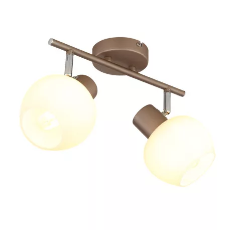 Globo 54662-2 Fali lámpa, fém matt kávébarna, krómozott fém, fehér üveg, forgatható/dönthető, HxSzxM: 300x125x175mm, 2x E27 40W 230V izzók nélkül