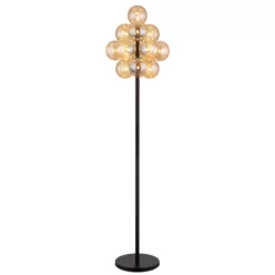   Globo 56146S Állólámpa, fém matt fekete, borostyánszínű üveggolyók, PVC kábel fekete, lábkapcsoló a kábelen, ø: 395mm, M: 1600mm, kábelhossz 1800mm, 13x G9 LED 4W 230V izzók nélkül