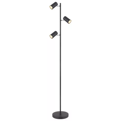 Globo 57910SB Állólámpa fém fekete matt, fém fekete matt, HxSzxM.: 250x230x1540mm, kábelhossz 1800mm, nem tartozék: 3x GU10 LED 5W 230V