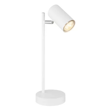 Globo 57910TW Asztali lámpa fém matt fehér. Ø:120, M:350, fényforrás nélkül 1xGU10 5W 230V, kábel hossza 1,5 méter.