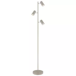   Globo 57911SSA Állólámpa, homokszínű fém, fehér, fehér PVC kábel, lábkapcsoló a kábelen, forgatható/dönthető, ø: 230mm, M: 1540mm, kábelhossz 1800mm, 3x GU10 5W 230V izzók nélkül