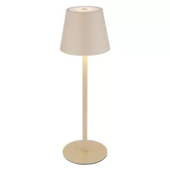   Globo 58488S Asztali lámpa, fém/műanyag homokszínű, fehér, érintéses be/ki, dimmelhető, USB-A 2.0-USB-C, CR18650 1800 mAh 3,7 V, IP54, állítható magasság/36,22cm, palackra helyezhető, ø:115mm, M:360mm, LED 3W 230V, 300lm forrás, 200lm kimenet, CCT 3000/40