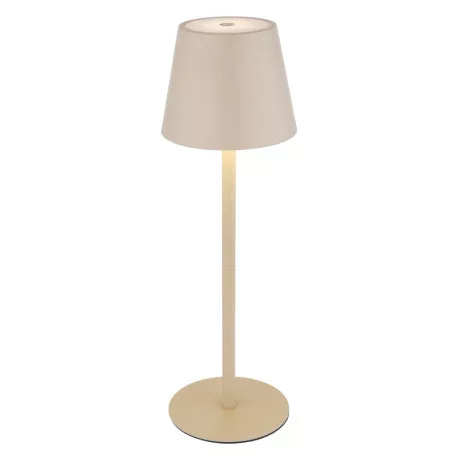 Globo 58488S Asztali lámpa, fém/műanyag homokszínű, fehér, érintéses be/ki, dimmelhető, USB-A 2.0-USB-C, CR18650 1800 mAh 3,7 V, IP54, állítható magasság/36,22cm, palackra helyezhető, ø:115mm, M:360mm, LED 3W 230V, 300lm forrás, 200lm kimenet, CCT 3000/40