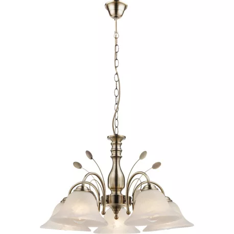 Globo 69007-5H Csillár bronz, üveg alabástom fehér, ø: 600, H:1000, exkl. 5xE27 60W 230V