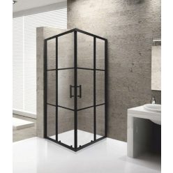   Viva AQUA - FEKETE mintás - FEKETE keretes - zuhanykabin - 90 SZÖGLETES - 6 mm üveg - 90 x 90 x 190