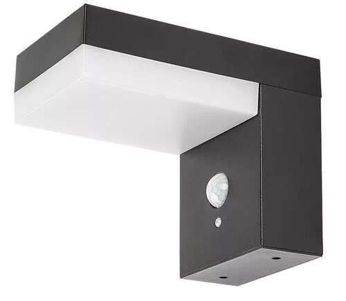 RÁBALUX 77009 ZREBAR Fali Lámpa Mozgásérzékelővel Fekete IP44