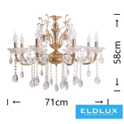 ELDLUX A19-O Kristály Csillár IP20