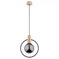   ALFA 61136 LABO Glamour Függesztett Lámpa Fekete, Világos Fa E14 IP20