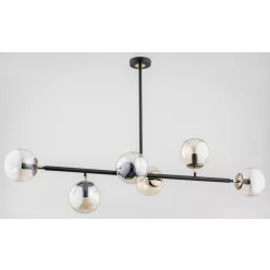   ALFA 63026 SERGIO Többágú Függesztett Lámpa Antik Arany, Borostyán, Fekete E14 IP20