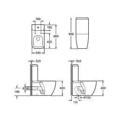   AREZZO design OHIO kombi wc alsós/hátsó kifolyású RIMLESS, ülőke nélkül AR-202R ( 2 doboz )