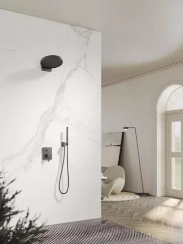 AREZZO design ELEGANT Falsík alatti zuhanyszett falon belüli egységgel, gun metal