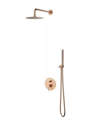 AREZZO design NOVA falsík alatti zuhanyszett falon belüli egységgel, szálcsiszolt rozé arany