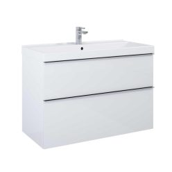   AREZZO design MONTEREY 100 cm base cabinet with 2 drawers Mf. in white, with a chiffon cutout
