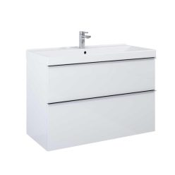   AREZZO design MONTEREY 100 cm base cabinet with 2 drawers in Matt White color, with siphon cut-out