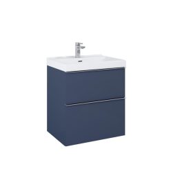   AREZZO design MONTEREY 60 cm base cabinet with 2 drawers in Matt Blue color, siphon cut-out