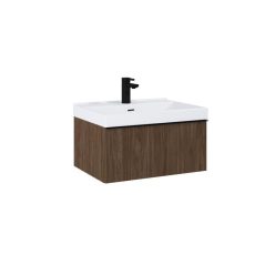   AREZZO design MONTEREY 60 cm base cabinet with 1 drawer in Lincoln walnut color, siphon cut-out