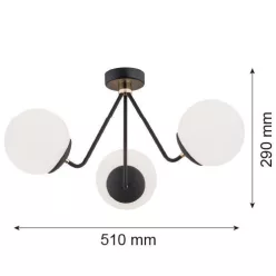   ARGON 1478 TOMAR Loft Mennyezeti Lámpa Fekete, Sárgaréz, Opál Szőnyeg E27 IP20