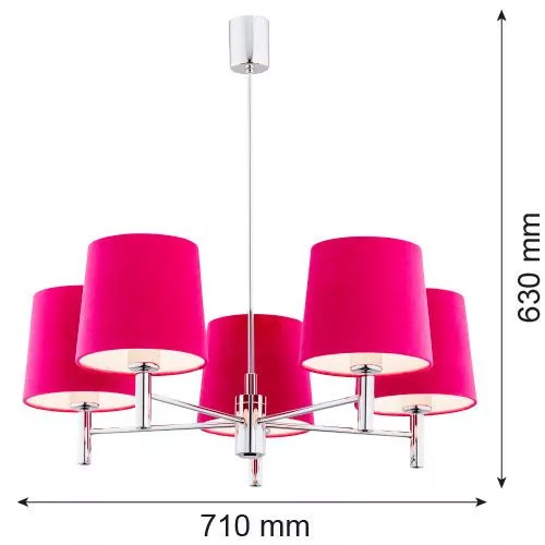 ARGON 2075 BOLZANO Modern Csillár Króm, Rózsaszín E27 IP20
