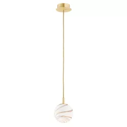   ARGON 8450 ALMIROS Glamour Függesztett Lámpa Fehér, Barna, Csiszolt Sárgaréz E14 IP20