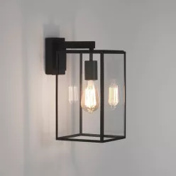   ASTRO LIGHTING 1354004 BOKSZ Klasszikus Kültéri Fali Lámpa Fekete, Átlátszó E27 IP23