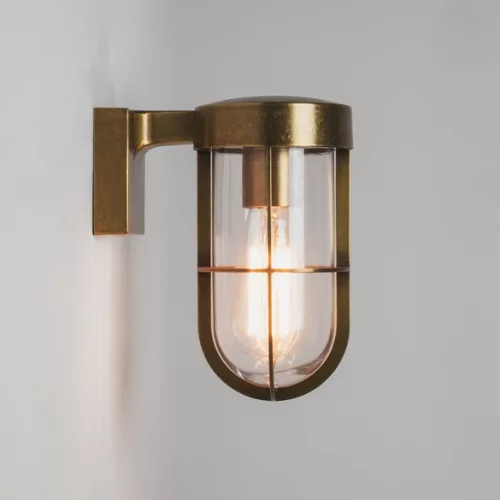 ASTRO LIGHTING 1368003 CABIN Klasszikus Kültéri Fali Lámpa Antik Sárgaréz, Átlátszó E27 IP44