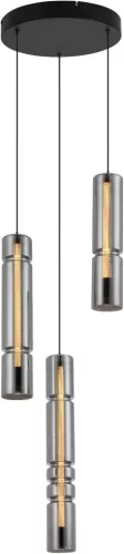 AVIANO LIGHTING 6223-0310 CILINDRO Többágú Függesztett Lámpa Fekete, Füstös LED IP20