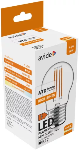 Avide LED Filament Mini Globe 4.5W E27 470LM NW 4000K