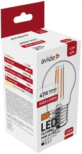 Avide LED Filament Mini Globe 4.5W E27 470LM WW 2700K
